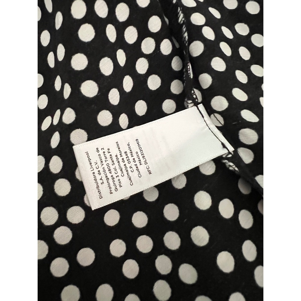 Talbots Polka Dot Lace Trim Midi Dress Black White V-Neck Short Sleeve NWT Sz 2 - Picture 13 of 15